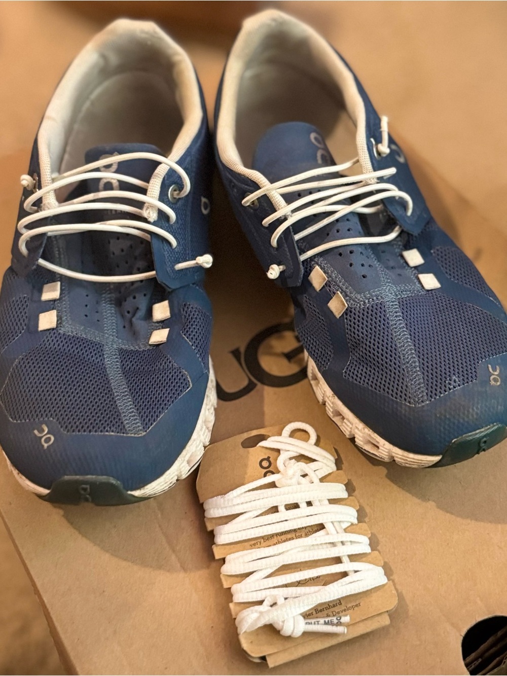 On Running Kids Navy Blue Mesh Sneakers with White Laces